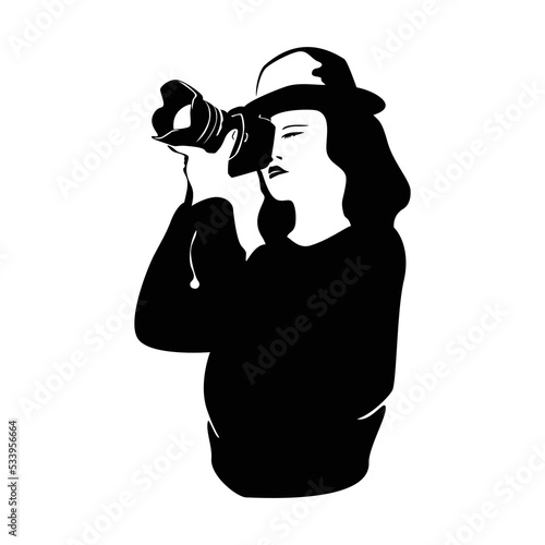 photograph silhouette. people use camera vector illustration. professional photographer.