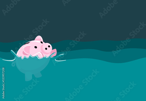 Global Economic Crisis - drowning piggy bank photo