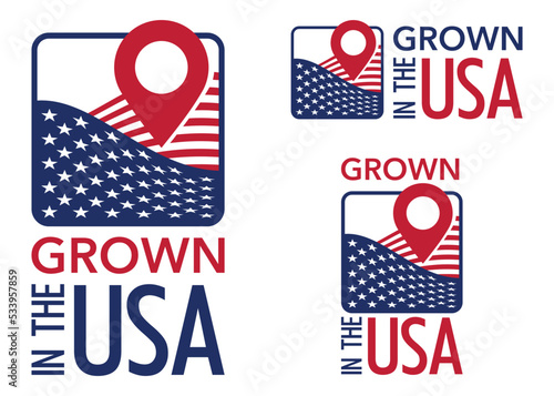 Grown in the USA sticker in square shape