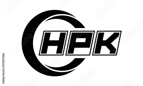 HPK three-letter circle logo design. custom font logo vector template | abstract logo | word mark logo | letter mark logo | business logo | minimalist logo | font logo |
