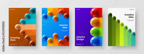 Original realistic spheres booklet illustration collection. Creative poster design vector layout bundle.