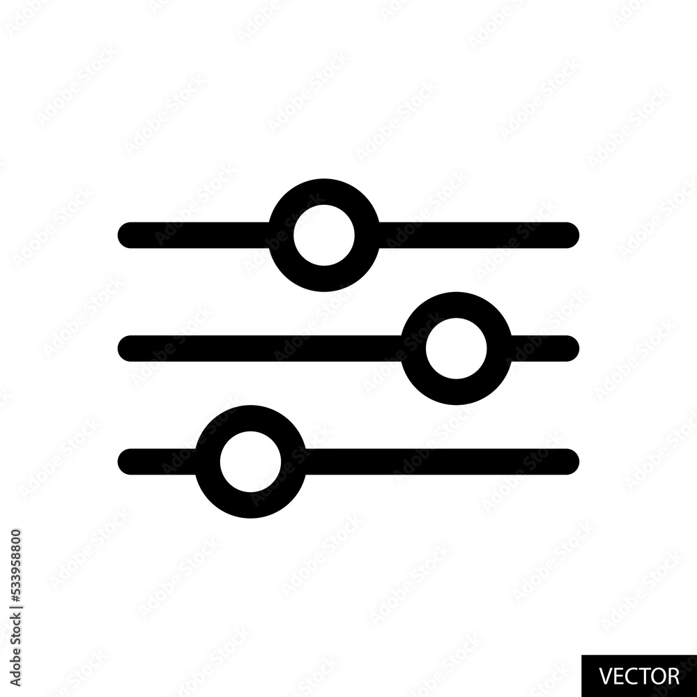 Adjustment button vector icon in outline style design for website design, app, UI, isolated on white background. Editable stroke. Vector illustration. Adjustment button vector icon in outline style design for website design, app, UI, isolated on white background. Editable stroke. Vector illustration.