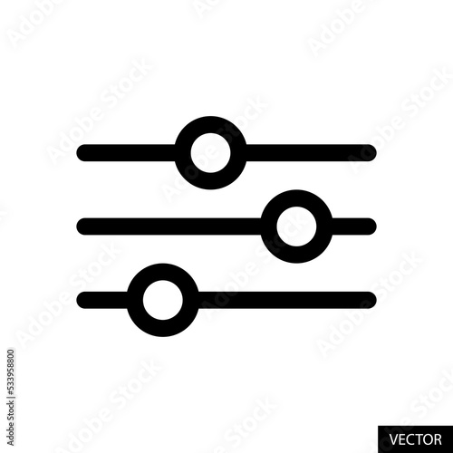 Adjustment button vector icon in outline style design for website design, app, UI, isolated on white background. Editable stroke. Vector illustration.