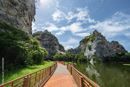 Khao Ngu Stone Park In Ratchaburi Province, it used to be an old mine. Later developed and improved new to be a tourist attraction Convenient transportation