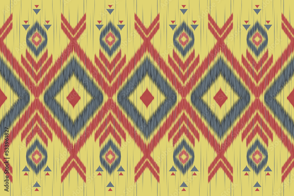 Ikat geometric folklore ornament with tribal ethnic seamless striped pattern Aztec style. oriental pattern traditional Design for background, clothing, wrapping, Batik, fabric, illustration. Ikat geometric folklore ornament with tribal ethnic seamless striped pattern Aztec style. oriental pattern traditional Design for background, clothing, wrapping, Batik, fabric, illustration.
