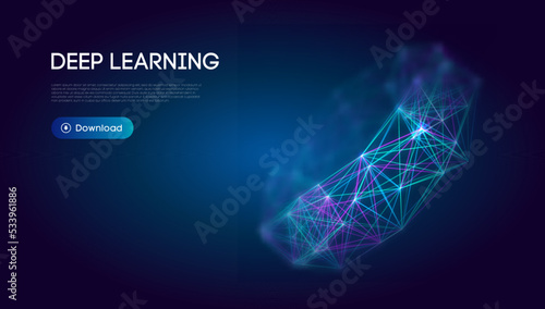 Deep learning science technology background. Network communication ai deep learning. Vector illustration.