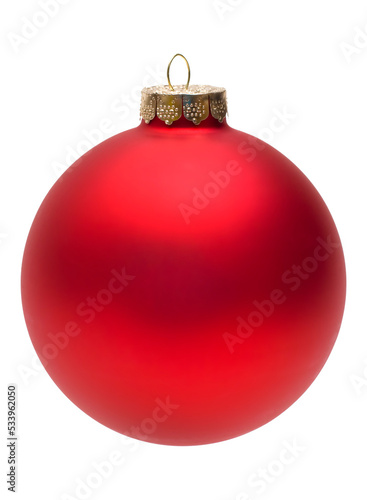 A red Christmas Ball ornament.