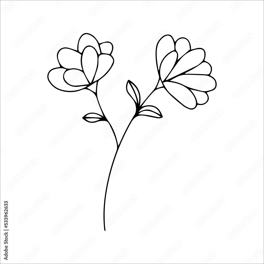 Simple one line drawing of a flower