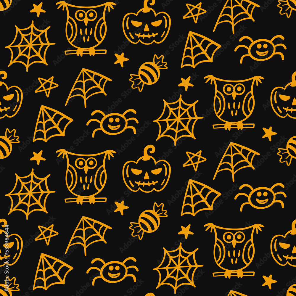Halloween Cute Vector Seamless Pattern Texture