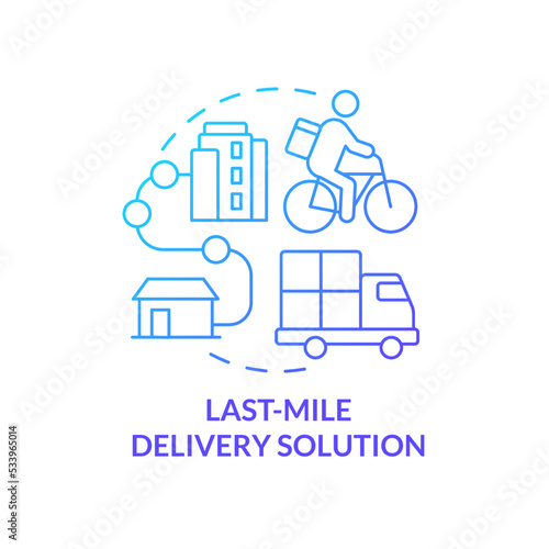 Last mile delivery solution blue gradient concept icon. Delivery service. Future business trend abstract idea thin line illustration. Isolated outline drawing. Myriad Pro-Bold font used