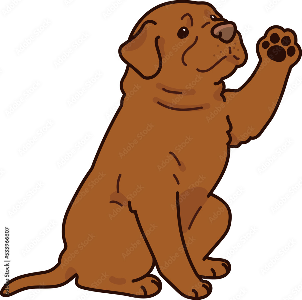 Fototapeta premium Simple and adorable French Mastiff illustration waving hand
