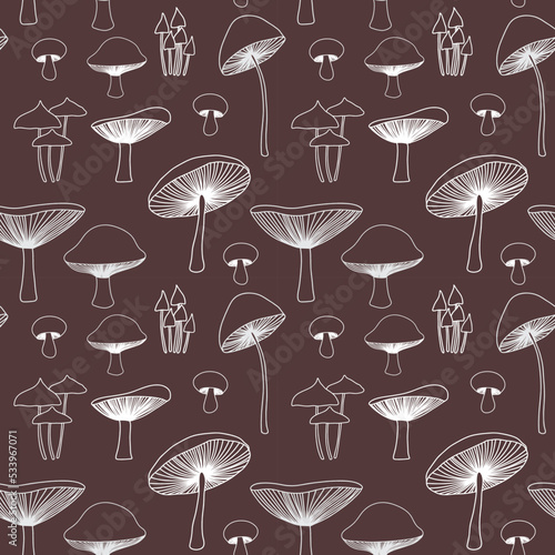 Hand drawn mushroom seamless pattern
