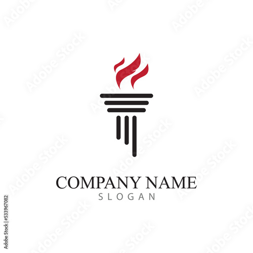 torch logo icon with concept vector illustration template