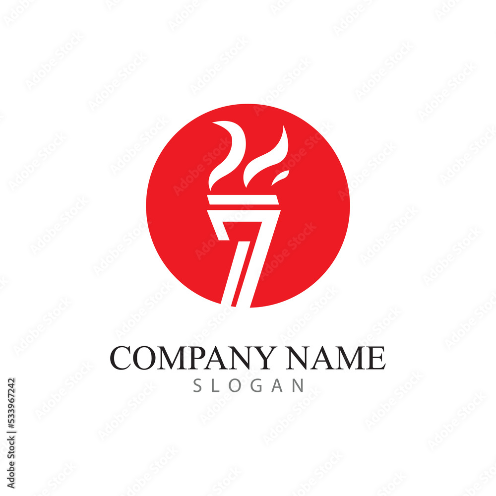 Fototapeta premium torch logo icon with concept vector illustration template