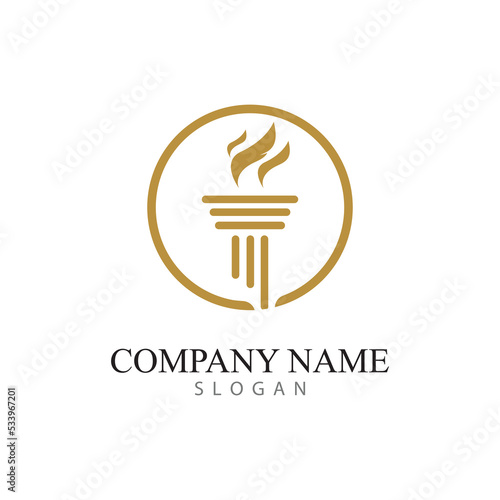torch logo icon with concept vector illustration template