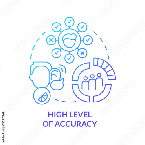 High level of accuracy blue gradient concept icon. Effective targeting. Benefit of direct marketing abstract idea thin line illustration. Isolated outline drawing. Myriad Pro-Bold font used