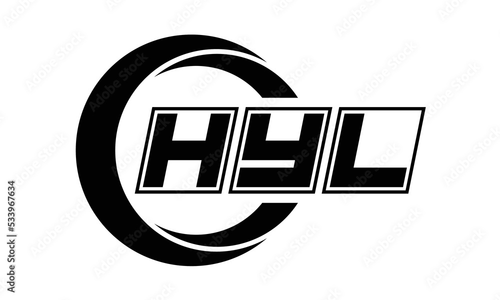 HYL threeletter circle logo design. custom font logo vector template