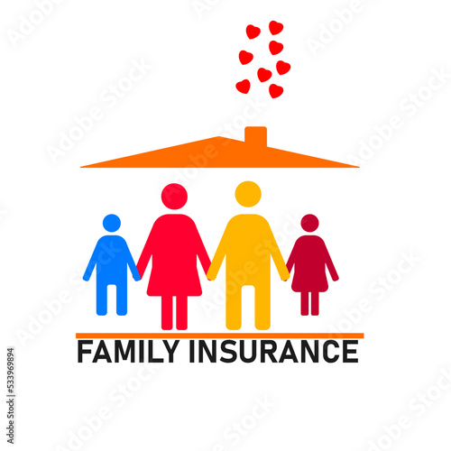 vector family under the roof.
family insurance idea concept.
