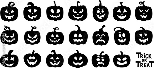 Halloween pumpkin silhouette set 