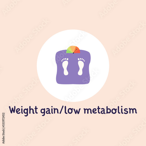 Bathroom scales with footprints. Flat vector illustration