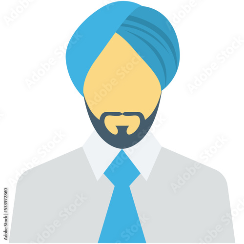 Sikh Banker Colored Vector Icon