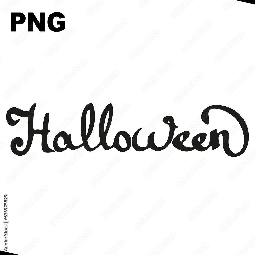 Halloween lettering. PNG illustration black letters on white background. PNG format