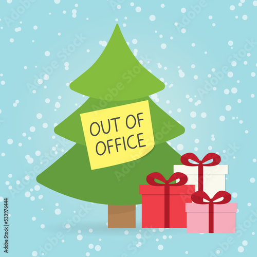 auto responder out of office; winter, christmas vacation concept - vector illustration