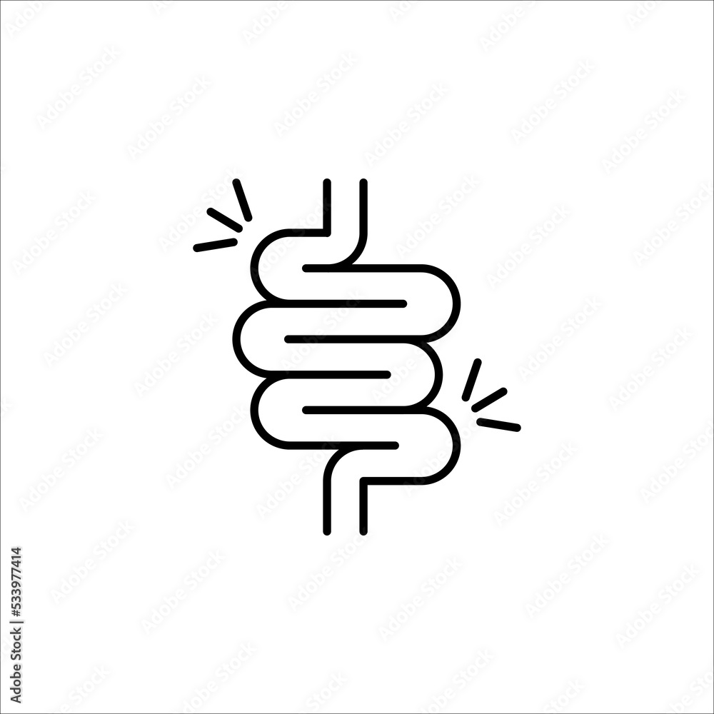 Gut constipation icon design,Intestines icon, symbol of digestion system flat style vector illustration. color editable Gut constipation icon design,Intestines icon, symbol of digestion system flat style vector illustration. color editable