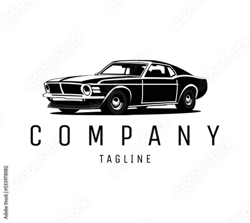 Muscle car vector illustration in black only, white is negative space, good for t shirt, poster, company or garage logo, etc.