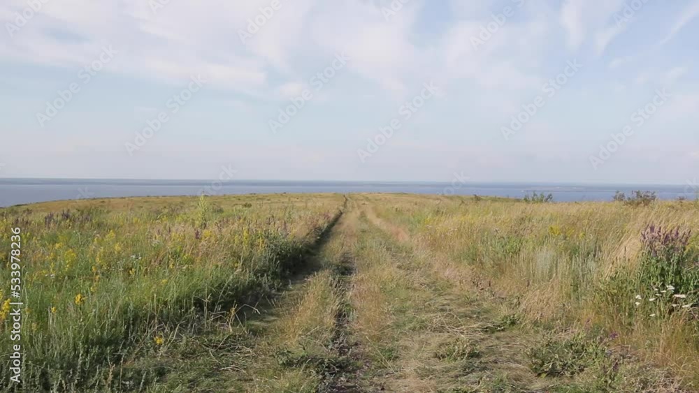 Field road in Russia. Summer landscape in Central Russia Field road in Russia. Summer landscape in Central Russia