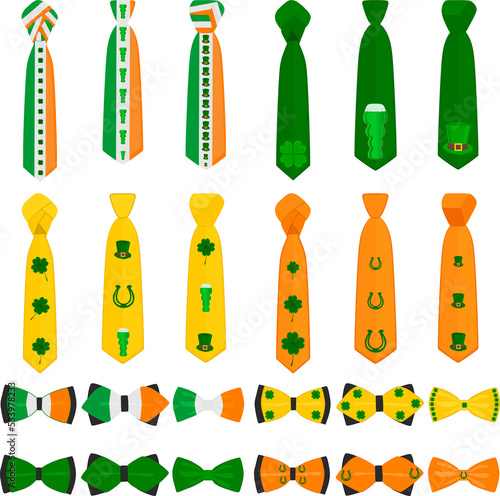 Irish holiday St Patrick day, big set color bow tie
