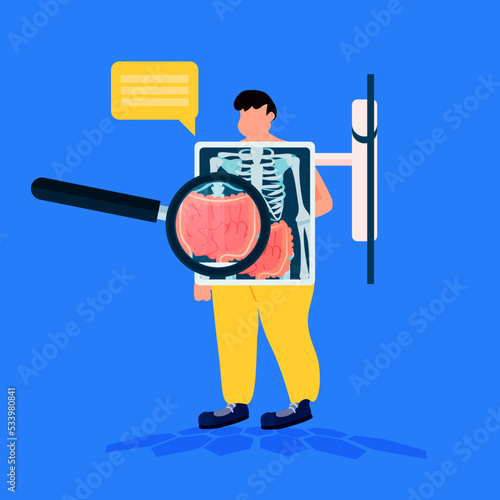 examination of male patient stomach X-ray health care medical treatment concept