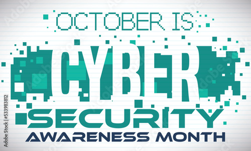 Green Squares to Celebrate Cyber Security Awareness Month in October, Vector Illustration photo