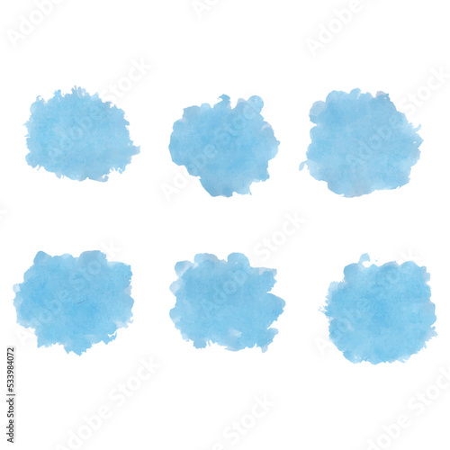 Set of watercolor stain. Spots on a white background. Watercolor texture with brush strokes.