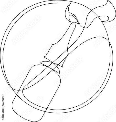 Nasal spray prohibition sign. Continuous line drawing. Vector illustration.