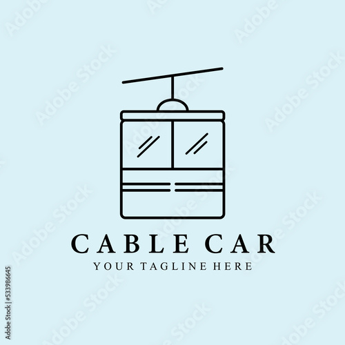 cable car line art minimalist logo vector illustration design creative
