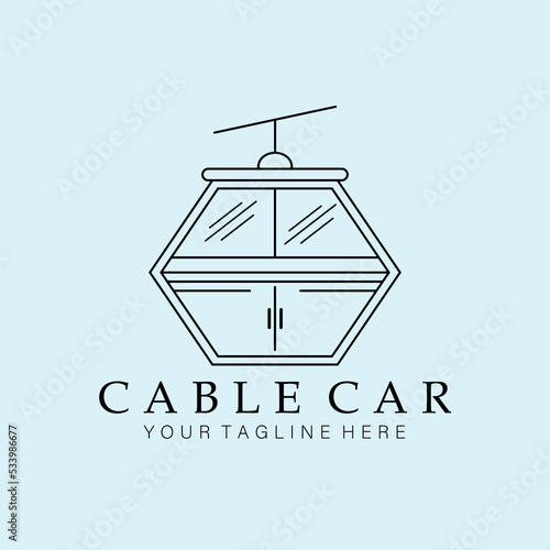 cable car line art minimalist logo vector illustration design creative