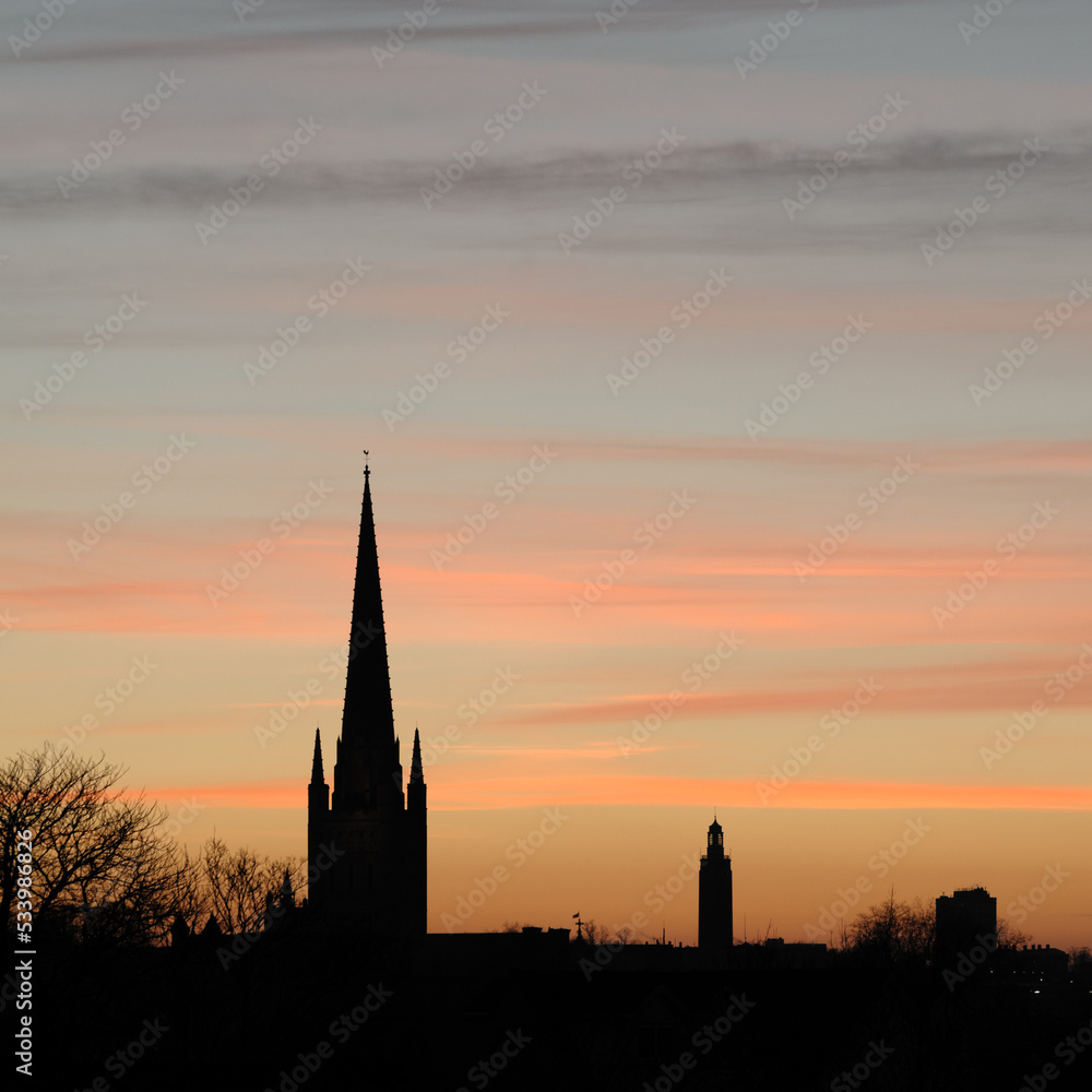 cathedral in sunset skyline