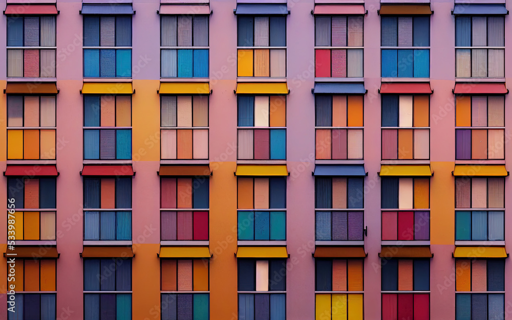 Colorful apartment building design illustrated 
