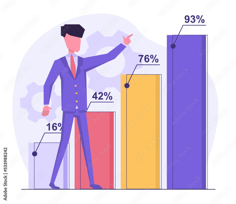 Financial analysis. The businessman points to a graph of the growth of indicators. Business analytics Financial analysis. The businessman points to a graph of the growth of indicators. Business analytics