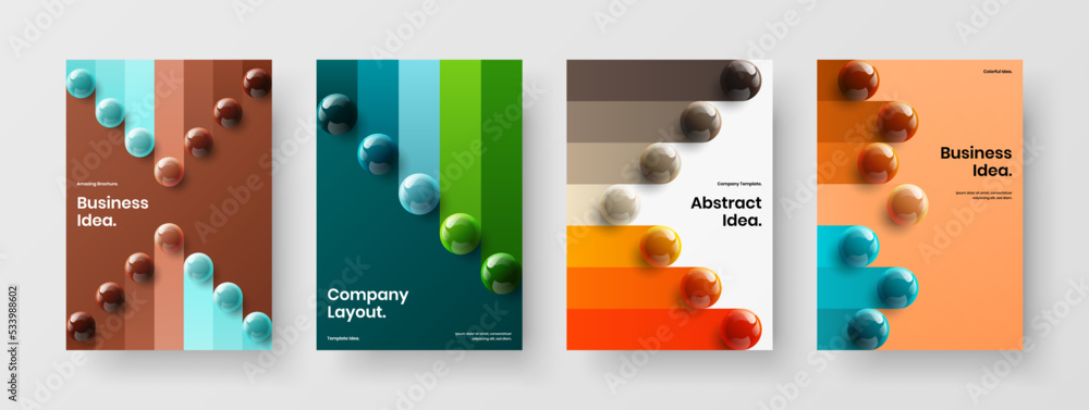Premium flyer vector design concept collection. Colorful realistic balls poster layout bundle.