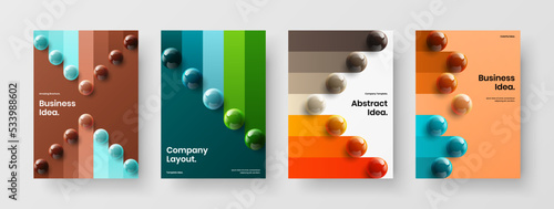 Premium flyer vector design concept collection. Colorful realistic balls poster layout bundle.