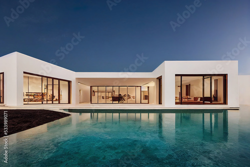 Expensive one story Villa with pool illustrated  © Dyeru