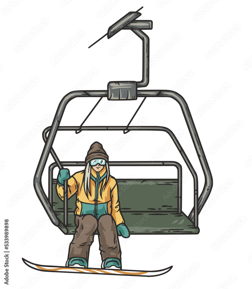 Ski and snowboard mountain lift. Snow winter sport Ski and snowboard mountain lift. Snow winter sport