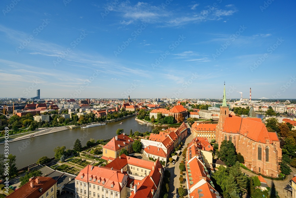 Wroclaw, Poland - September 07, 2022: panoramic view of the city