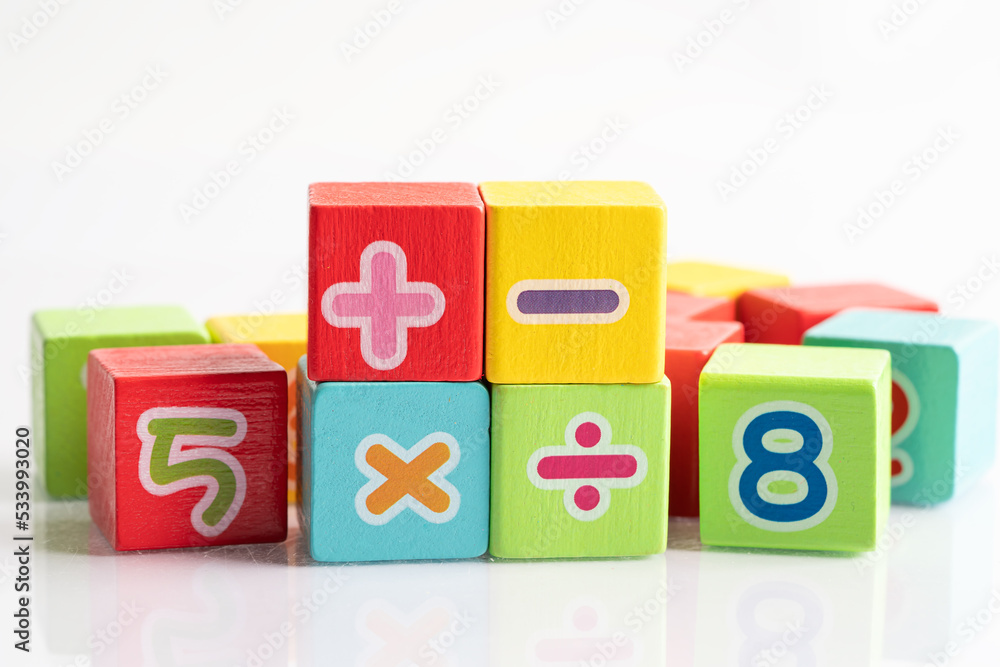 Math number colorful on white background, education study mathematics learning teach concept. Math number colorful on white background, education study mathematics learning teach concept.