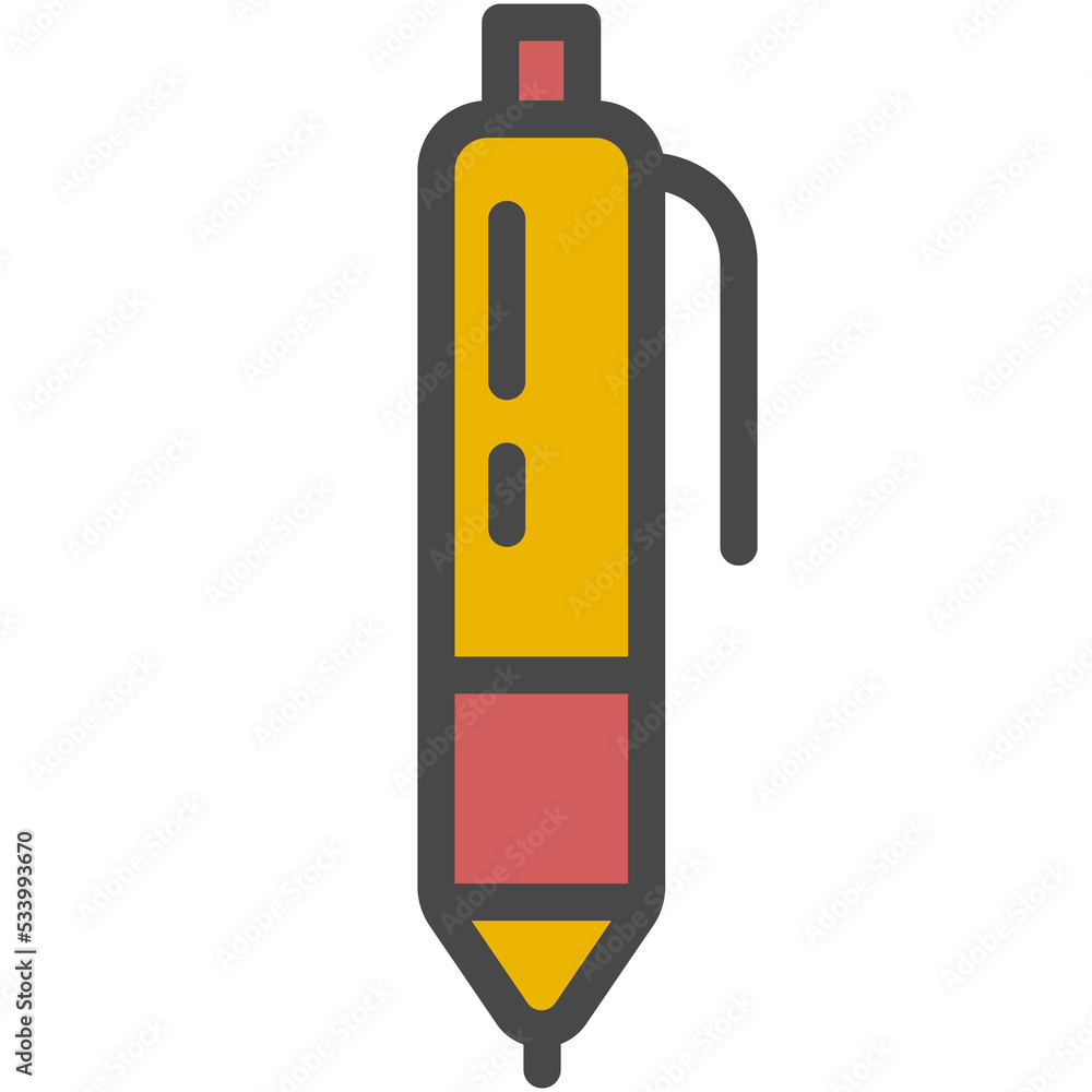 Ink pen automatic ballpoint outline flat vector icon Ink pen automatic ballpoint outline flat vector icon