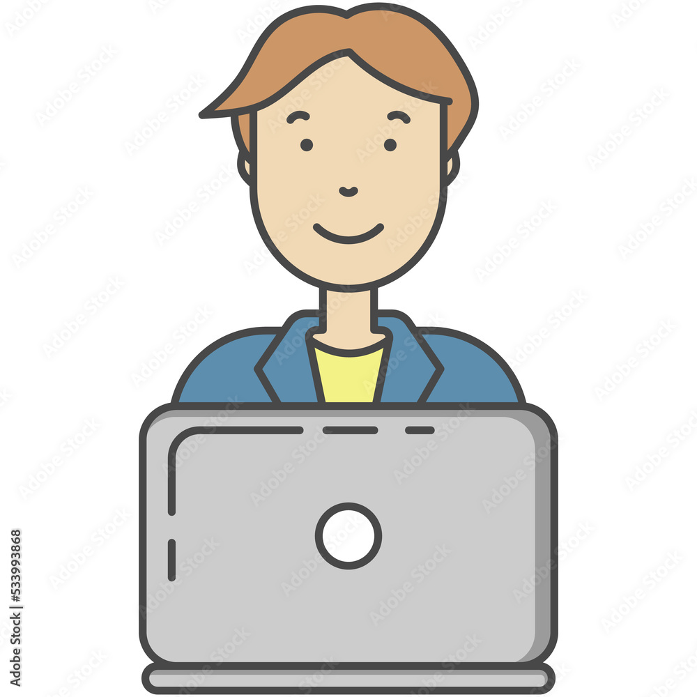 Blogger man or internet user at laptop vector icon design Blogger man or internet user at laptop vector icon design