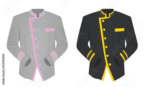 Grey hotel receptionist uniform. vector