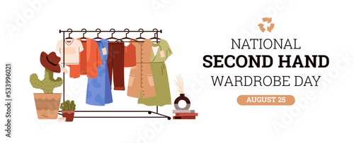 Website banner about national wardrobe day flat style, vector illustration